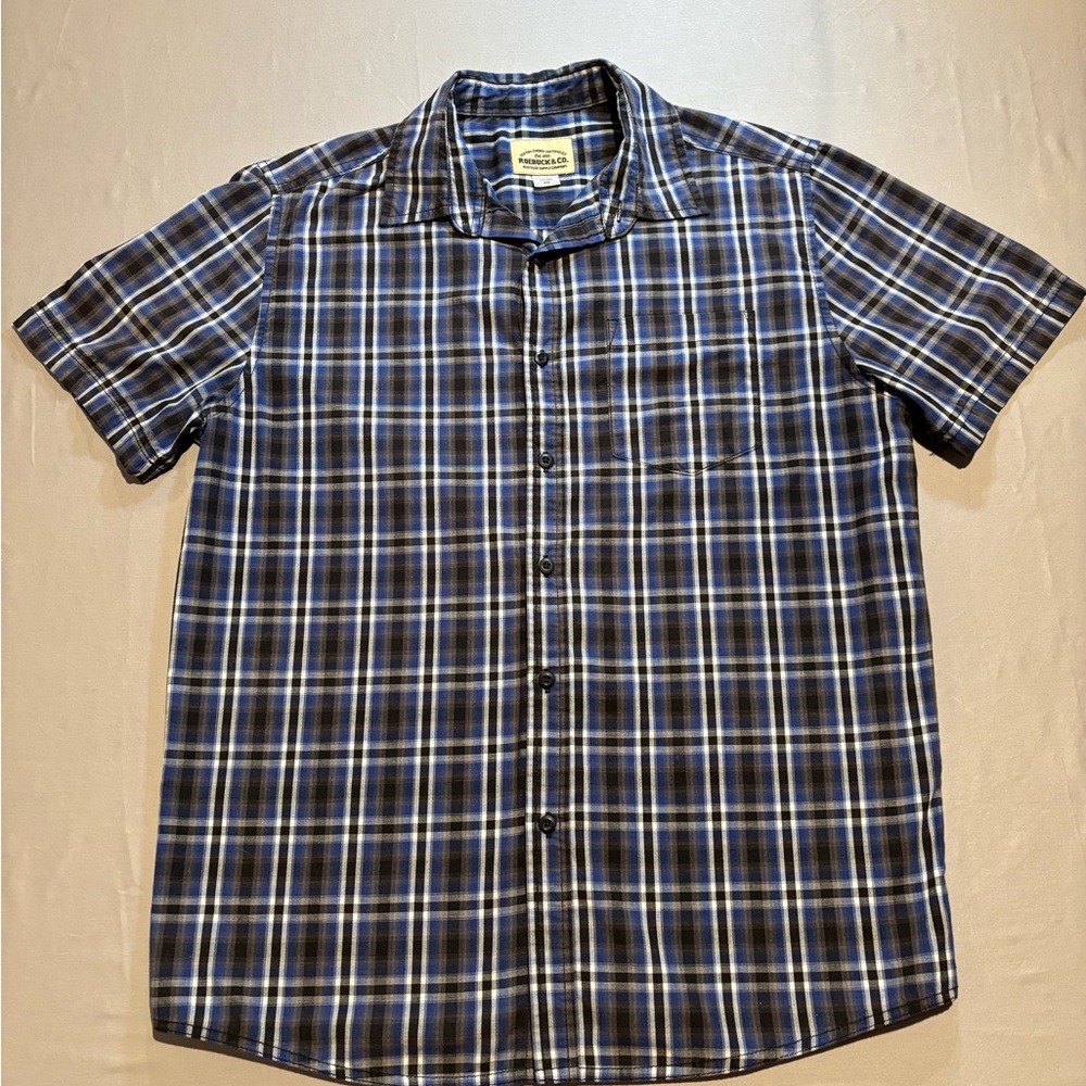Roebuck & Co Heritage Supply Co Men's M Plaid Button Down Shirt Short Sleeve